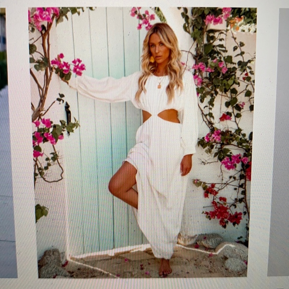 VICI white maxi dress w/ cutouts